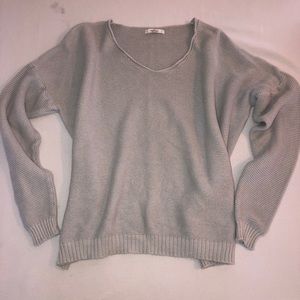 Oversized Lightweight Gray Vneck Sweater